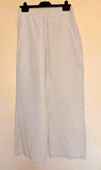 Natural Beige Casual Trouser. George 10. Draw Waist. Straight Leg. Linen Blend
