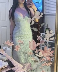Azazie Maldives Green Lace Mermaid Floor-Length Sleeveless Bridesmaid Dress