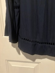 Ann Taylor Loft Blouse Women’s Navy Blue Bell Sleeve top Dressy Holiday Medium