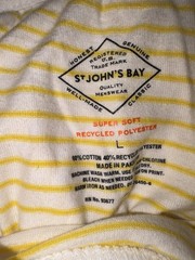 St. John’s Bay woman’s Striped Crew Neck Short Sleeve T-Shirt White/Yellow L