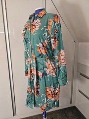 GANT jade green floral peony print shirt dress 14