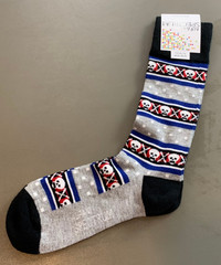 Alfani Spectrum Men’s 1-Pair Novelty Socks, Striped Grey Black Skulls, One Size