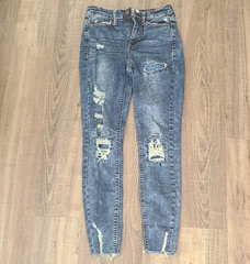 Mudd Juniors Blue Distressed High Rise Stretch Ankle Jegging Jeans Size 3 /24