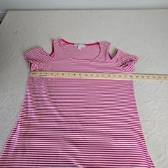 Michael Michael Kors Pink White Striped Cold Shoulder Womens shirt Medium