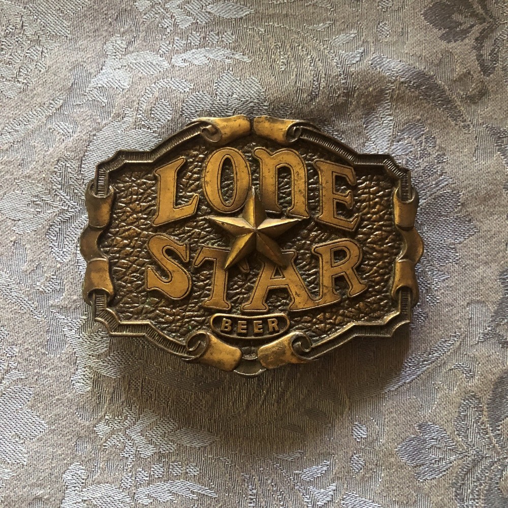 Vtg Lone Star Beer Brass Belt Buckle W/ Bottle Opener 1975 Bergamot Brass Works