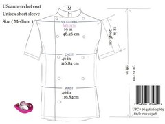 UScarmen Unisex Classic Short Sleeve Chef Coat Jacket 0190328 White Black