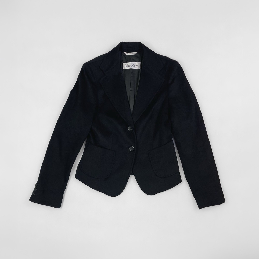 Max Mara Jacket Black Camel Hair Coat Jacket Tailored Blazer | UK 8 IT 40