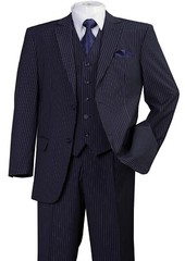 Men’s 2 Button Jacket, pants with vest , wool feel Stripe ,Double Vents 5702V8