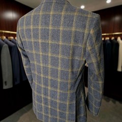 Richard James Savile Row Blazer 40r Full Canvas Gray Checked Flannel