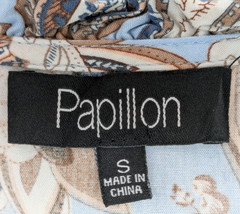 PAPILLON Sun Dress SMALL Blue White Brown Floral 100% Viscose (Rayon) Beach