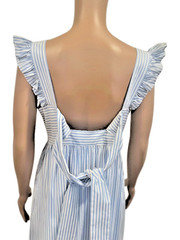 Gal Meets Glam Midi Dress Size 2 Blue/White Striped Ruffle Strap *NWOT*