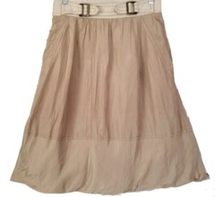 Louis Vuitton Authentic Skirt Beige 100% Cotton Slanted Pockets Lined Size 36