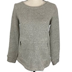 Kenar Scoopneck Pocket Sweater Cream Black Marled Hi Low Womens Sz Medium