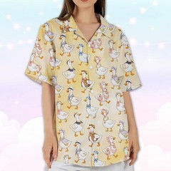 Patriotic Tropical Goose Cute Duck Hawaiian Shirt Button Up#2