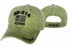 DD-214 Alumni Veteran Baseball Cap Washed STYLE Military Hat (OLIVE GREEN)