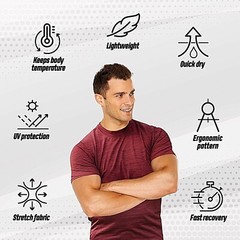 [5 Pack] Mens Active Athletic T Shirts Gym Running Workout Dry-Fit Crew Neck Top