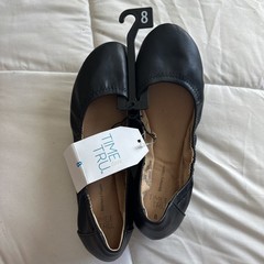 Time And Tru Memory Foam Womans Black Slip On Ballet Flat Size 8
