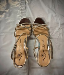 Nina Brynda Silver Rhinestone Strappy Sandals Women’s Heels Size US 9.5