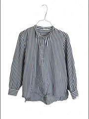 GAP medium blue white striped COTTON womens buttoned TOP SHIRT blouse poplin