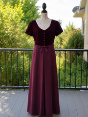 VTG Liz Claiborne Dress 14 NWT Burgundy Velvet Satin Maxi Gown Bridgerton 1990s
