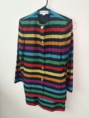 Vintage Dior Powersuit Women’s Size 8 Rainbow Striped Suit Blazer Skirt Set