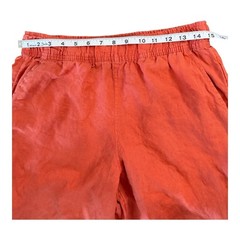 Tahari Womens Coral Orange 100% Linen Wide Leg Elastic Waist Crop Pants Size S