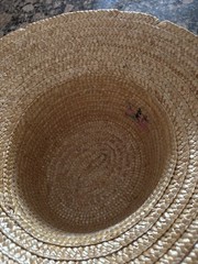 VTG 70s Embroidered Floral Straw Hat OS. Made With Dents On Trim For Decoration
