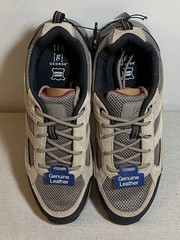 George Men’s Genuine Leather Athletic Sneakers Tan Black Lace Up Mesh Size 11.5
