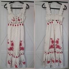 Small Farm Rio Richelieu Sunflower Linen-Blend Midi-Dress