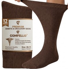 3 6 12 Pairs Mens Diabetic Crew Circulatory Socks Non-Binding Cotton 9-11 10-13