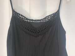Unbranded Womens Dark Cottagecore Tank Top Small Black Eyelet Embroidered