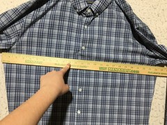 Rugby University Button Shirt Mens XL Stretch Blue Check Long Sleeve Collared