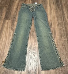 RARE Mudd Y2K Lace Up Flare Jeans Size 15 Side Laces Vintage Retro Cool