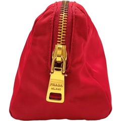 Authentic PRADA Triangle Logo Tessuto Pouch Red Nylon #36638440