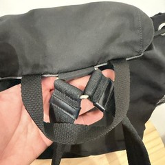PRADA Nylon Small Backpack Black Triangle Logo Drawstring Flap Buckle Authentic