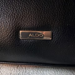 ALDO Black Small Satchel Top Handle Bag, Zip Closure, Detachable Strap