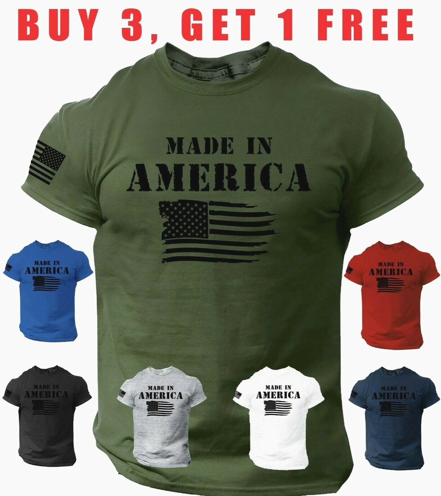 USA flag T Shirt Made in America Distressed Military Patriotic Tee Shirt S-3XL