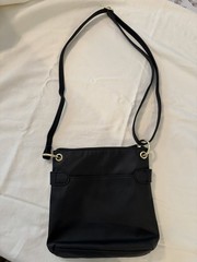Classic Black Crossbody Bag with Gold Hardware and Adjustable Shoulder