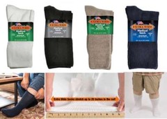 EXTRA WIDE Medical Diabetic Stretch Crew Sock Inverted Seam USA ALL SIZES COLORS