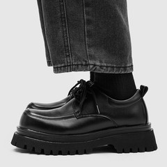 Men’s Big Round Toe Platform Thick Sole Dress Lace Up Casual Derby Leather Shoes