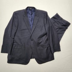 Jos A Bank 52L 48×32 Navy Herringbone 100% Wool Signature 2Btn 2Pc Mens Suit