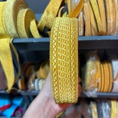 Handmade Gold Wire Thread Mylar Oak Leaf French Braid Lace Trim Wide 4cm | 25m