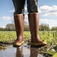 HISEA Men Deck Rain Boots Waterproof Non-Slip Rubber Fishing Mud Work Tall Boots