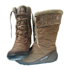 Columbia Women’s Minx Mid II Omni-Heat Tweed Boots Size 10.5 Faux-Fur Collar