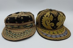 Vintage Myanmar Burma Beaded Embroidered Velvet Hand Made Caps Black & Gold (2)