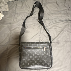 Louis Vuitton Monogram Black/Gray Crossbody Bag Zip Closure Adjustable Strap