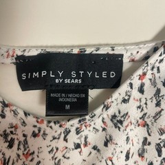 Simply Styled Womens Medium Cold Shoulder High Low Print Cream Short Sleeve Top