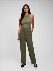 New GAP Women Khaki Army Green Black Mid Rise Straight Up Cotton Pocket Sz 4 6