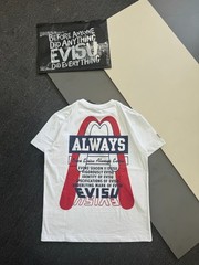 EVISU Tee shirt cotton New RED & BLACK & WHITE joint name TEE