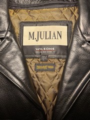 M. Julian Wilsons Black Leather Car Coat Jacket Mens L Thinsulate Insulated